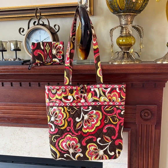 Vera Bradley Puccini Floral Toggle Tote Shoulder Bag & Matching Wallet Quilted - Picture 16 of 16